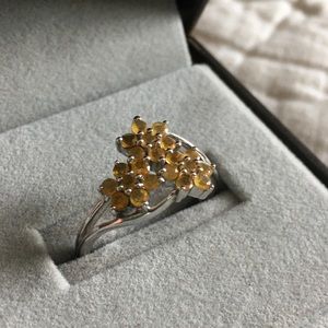 American fire opal floral ring